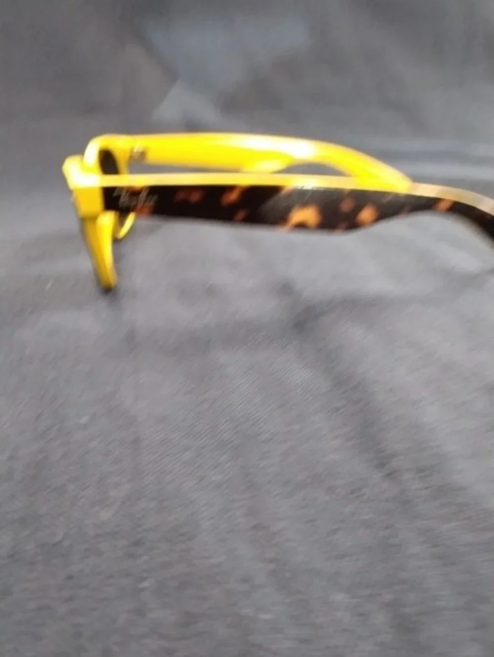 Ray-Ban Tortoiseshell Frame Sunglasses with Yellow Interior and Dark Lenses, RX.